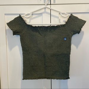 NWT Hollister Off-the-Shoulder Green Stretchy Top